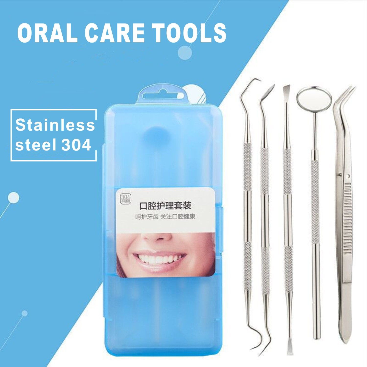 Teeth Whitening Home Kit - 5-in-1 Stainless Steel Oral Care Kit-Portable