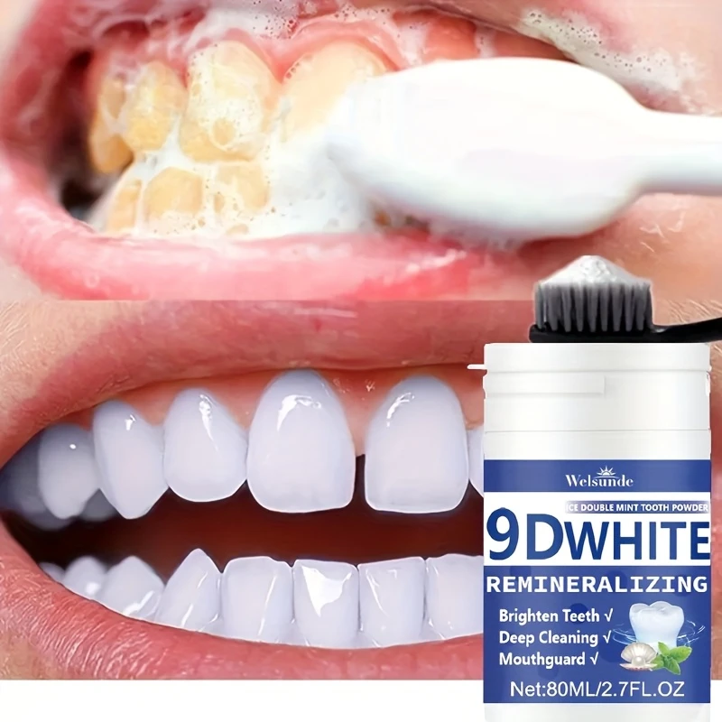 Teeth Whitening From Home - 9D White Remineralizing Hydroxyapatite Tooth Powder,