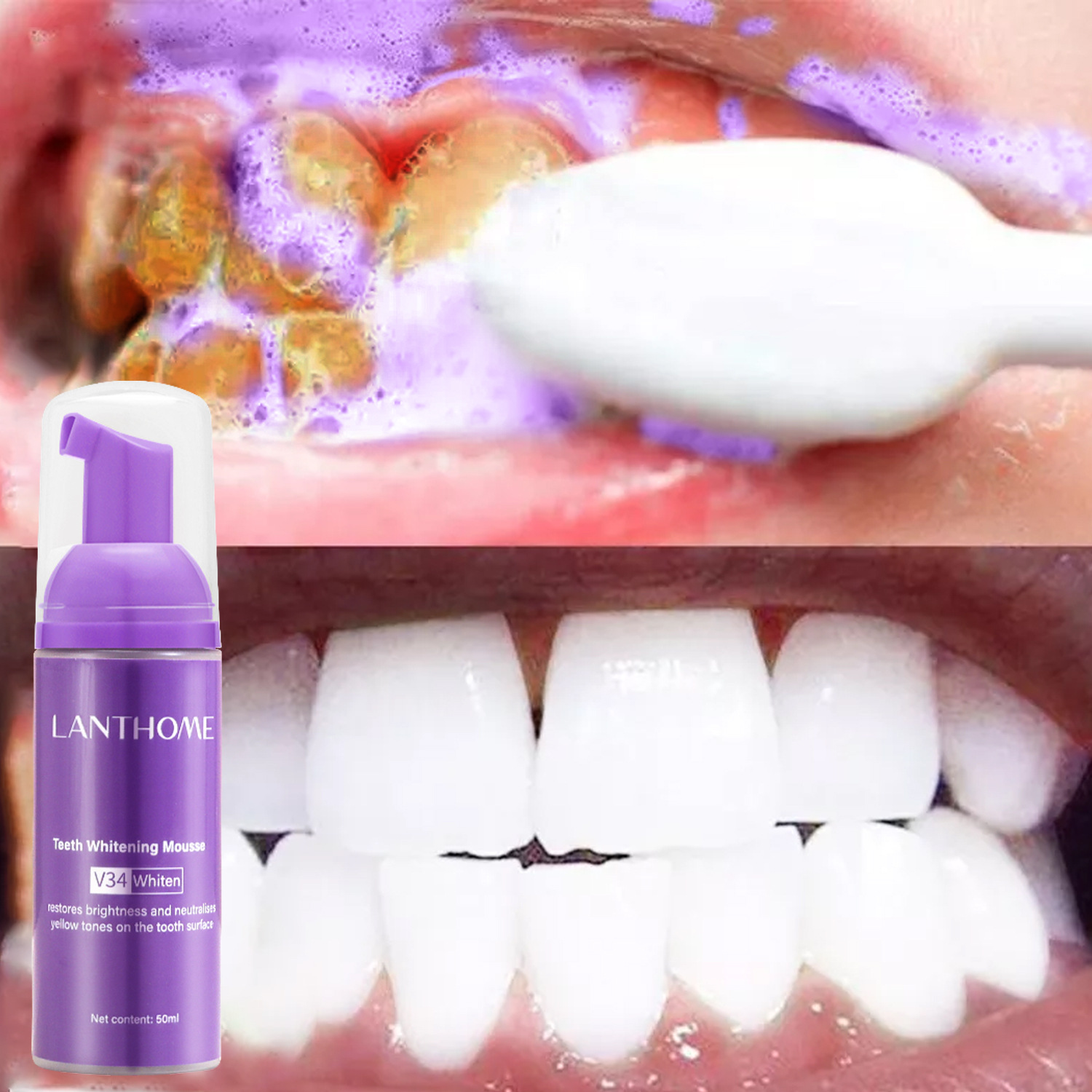V34 Teeth Whitening Mousse Too - Teeth Whitening Mousse ulasan dan harga
