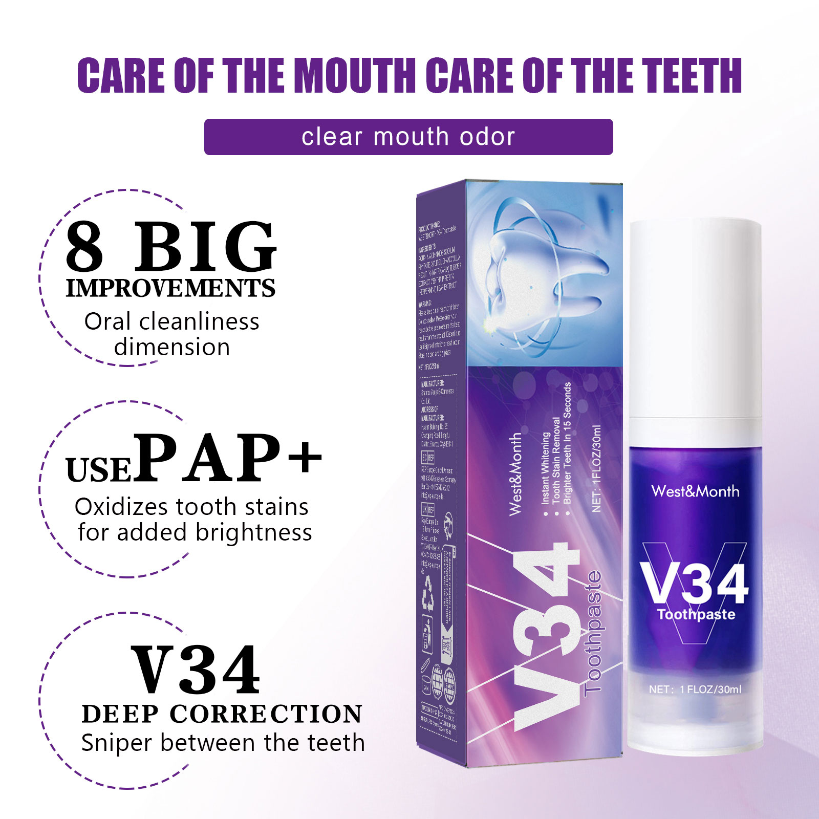 V34 Teeth Whitening Toothpaste - Teeth Whitening Crest ulasan dan harga