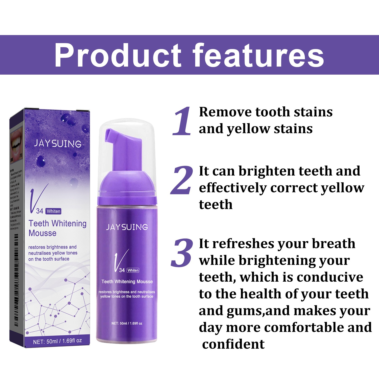 V34 Mousse Teeth Cleaning Toot - Teeth Whitening Crest ulasan dan harga