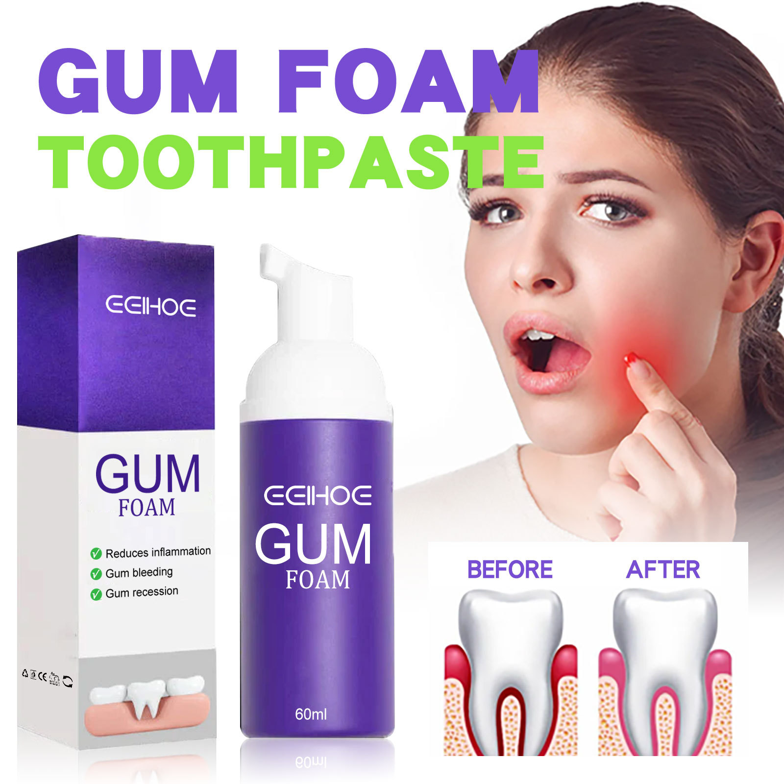 60ml Teeth Whitening Mousse V3 - Teeth Whitening Mousse ulasan dan harga