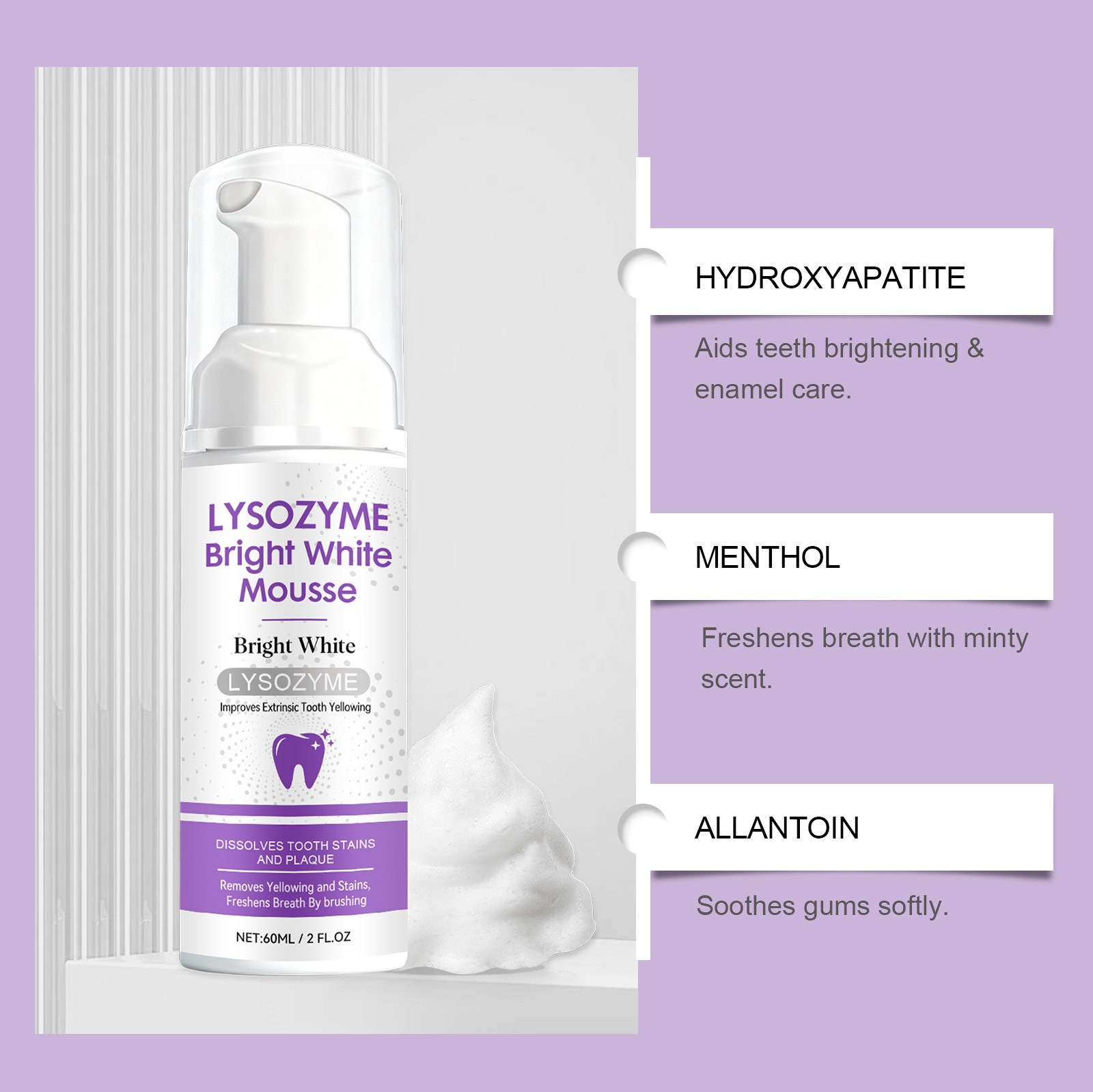 Hydroxyapatite White Teeth Mou - Teeth Whitening Mousse ulasan dan harga