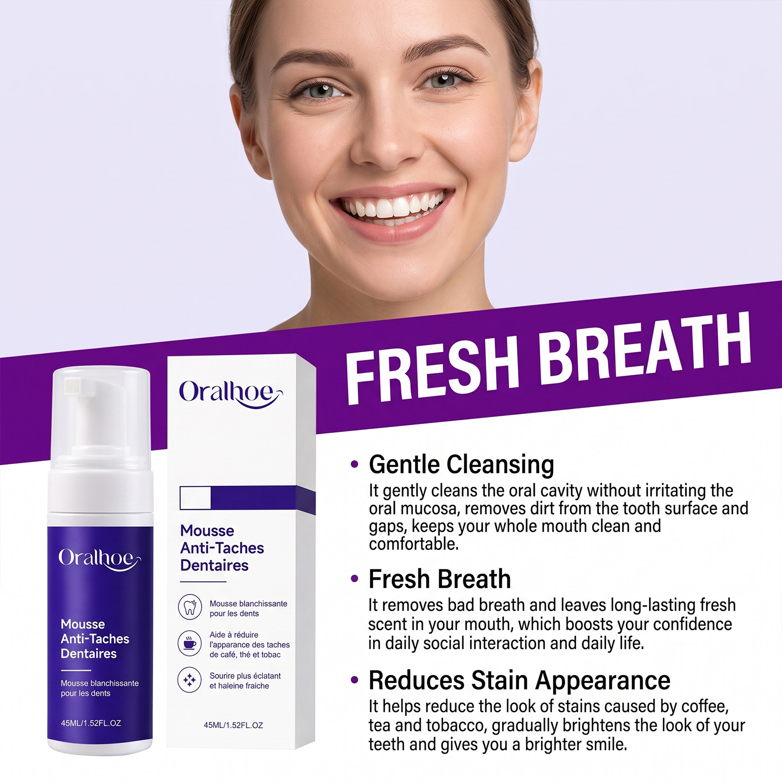 Purple Toothpaste Mousse Foam  - Teeth Whitening Mousse ulasan dan harga